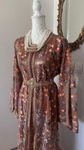 Takchita vintage marron fleurie – Réf. TAK-138