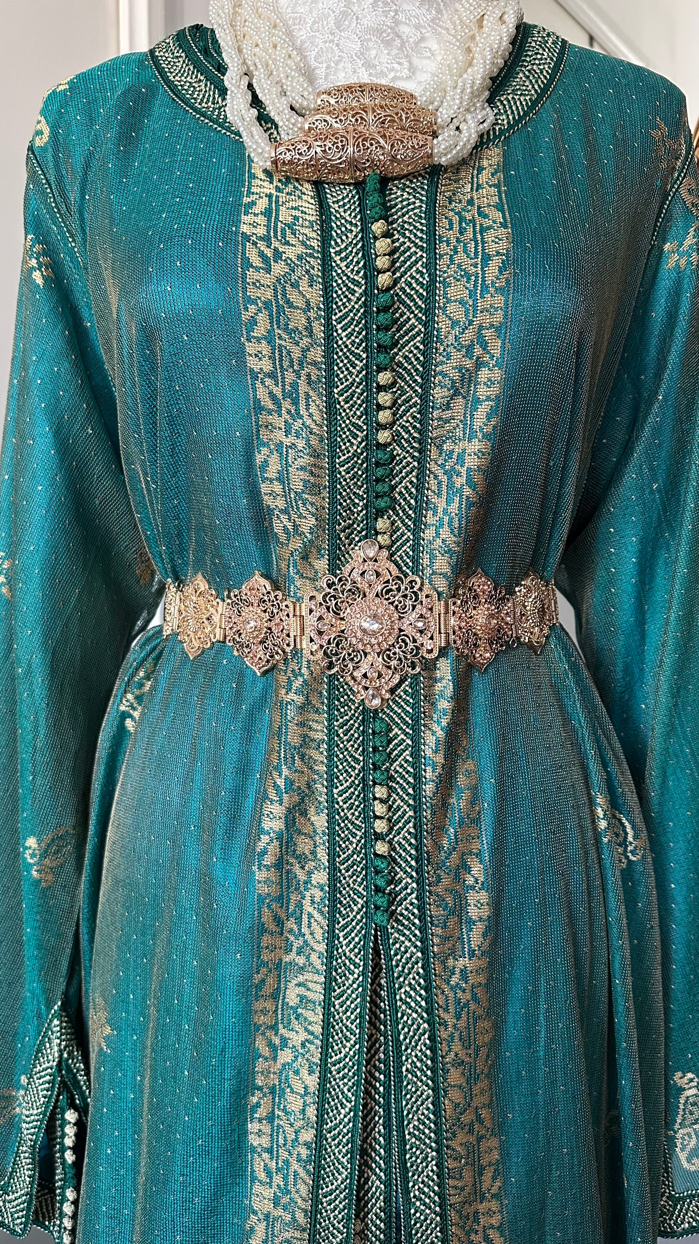 Takchita marocaine vintage vert émeraude – Réf. TAK-151