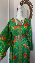 Takchita vintage verte fleurie – Réf. TAK-121