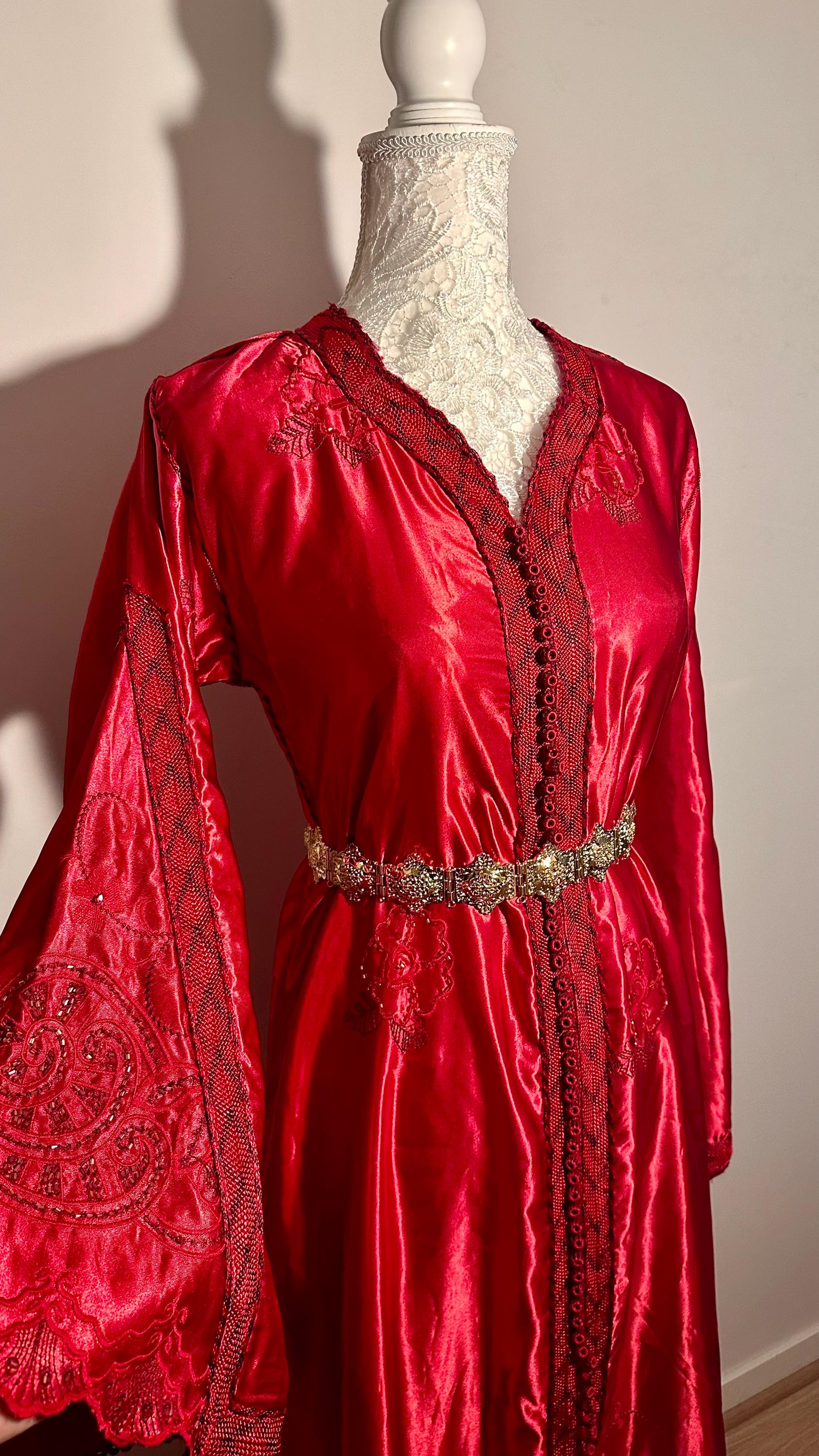 Caftan marocain vintage rouge – CAF-014 - photo 1