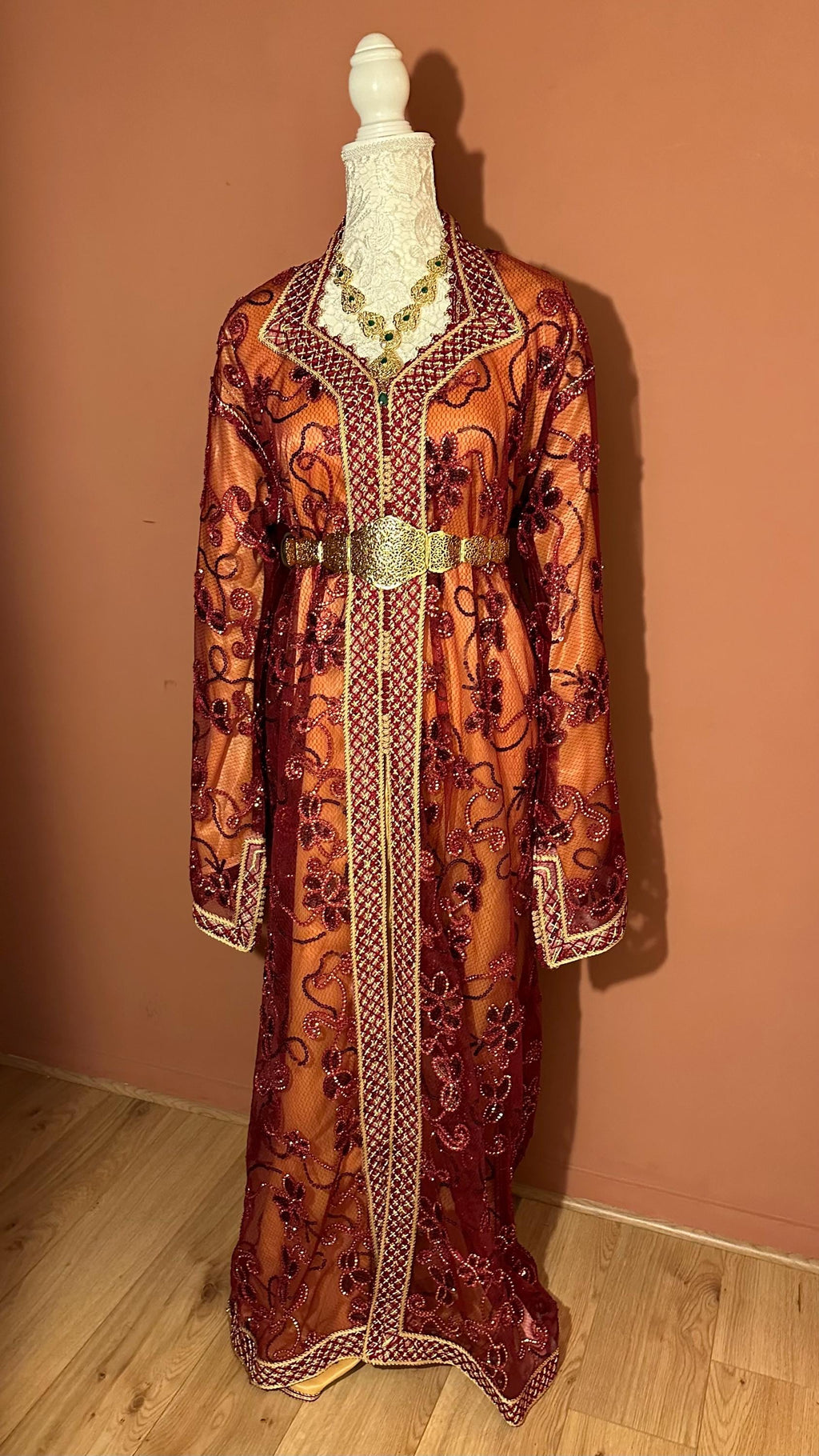 Takchita marocaine vintage rouge et jaune – TAK-035 - photo 4