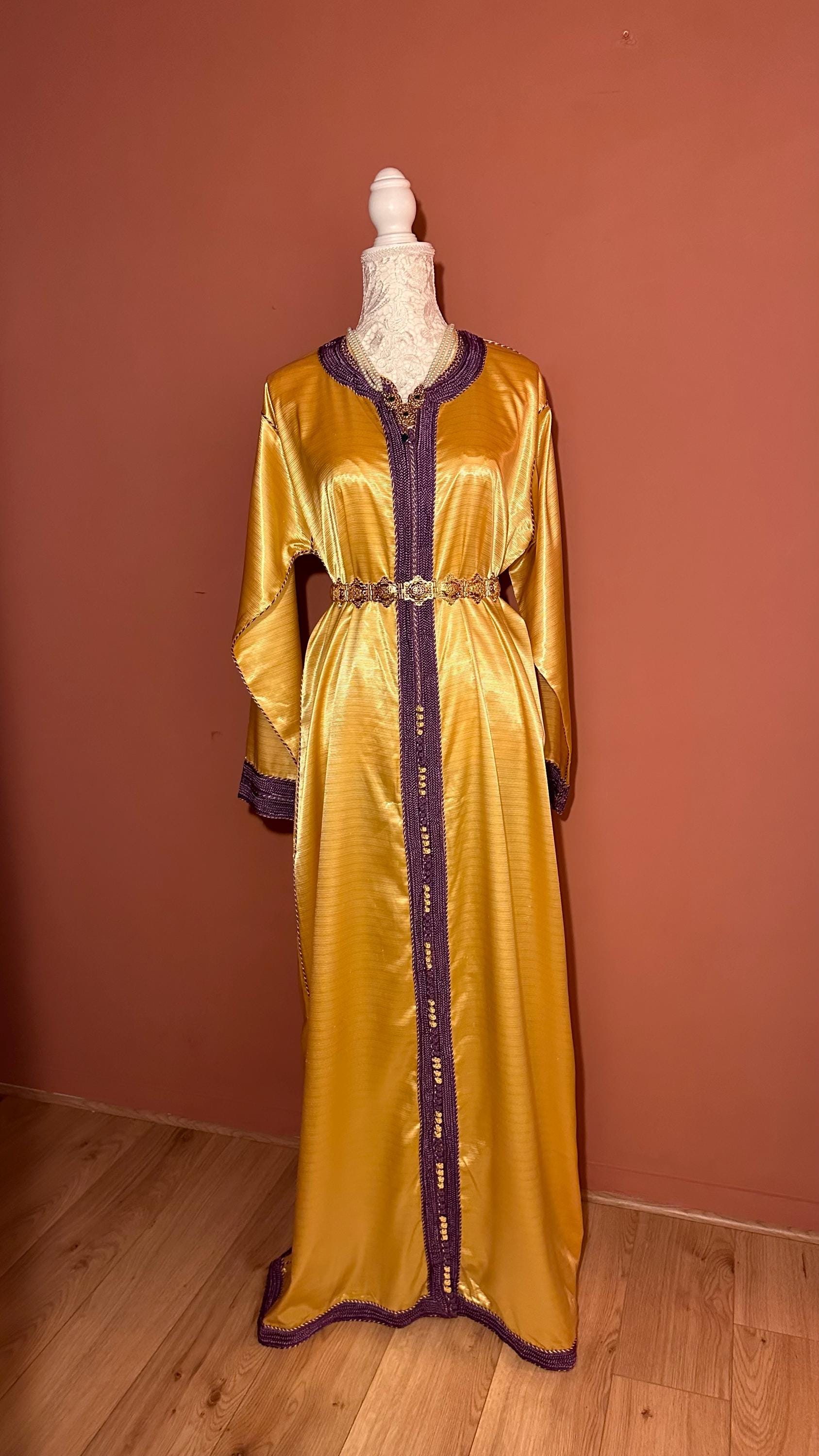 Caftan marocain vintage jaune – CAF-010 - photo 4