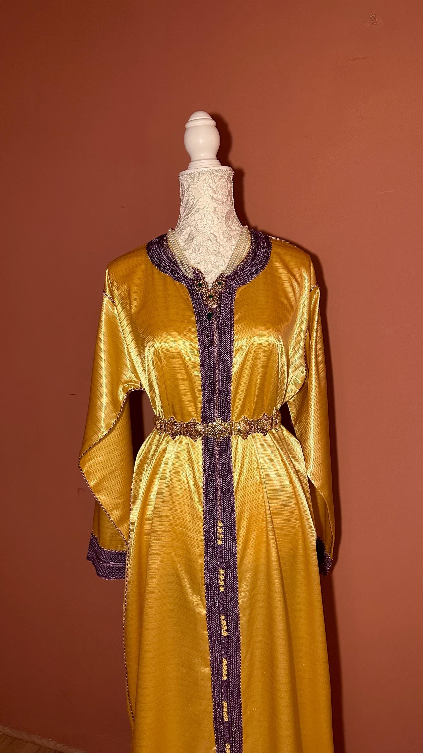 Caftan marocain vintage jaune – CAF-010 - photo 3