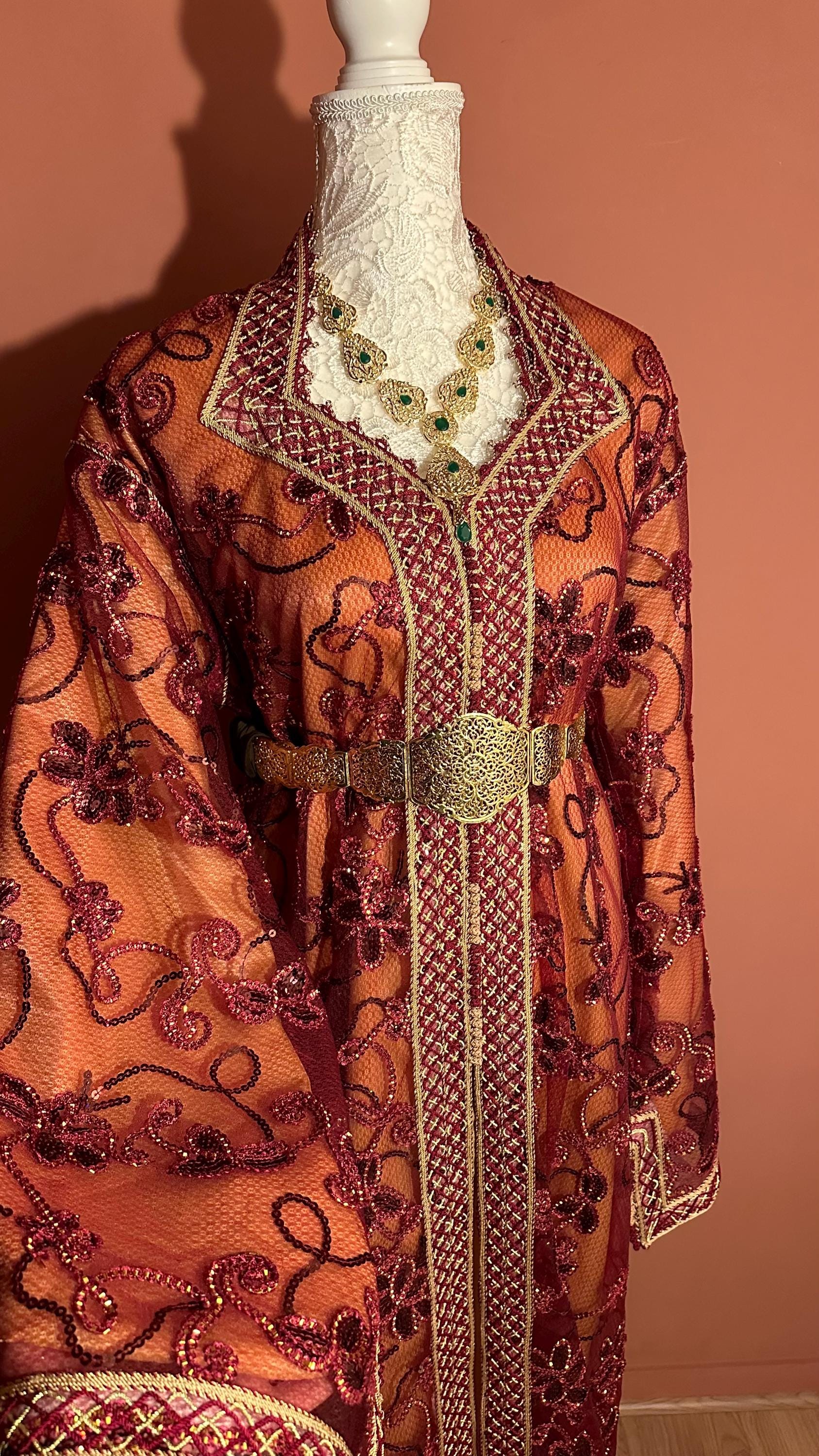 Takchita marocaine vintage rouge et jaune – TAK-035 - photo 1