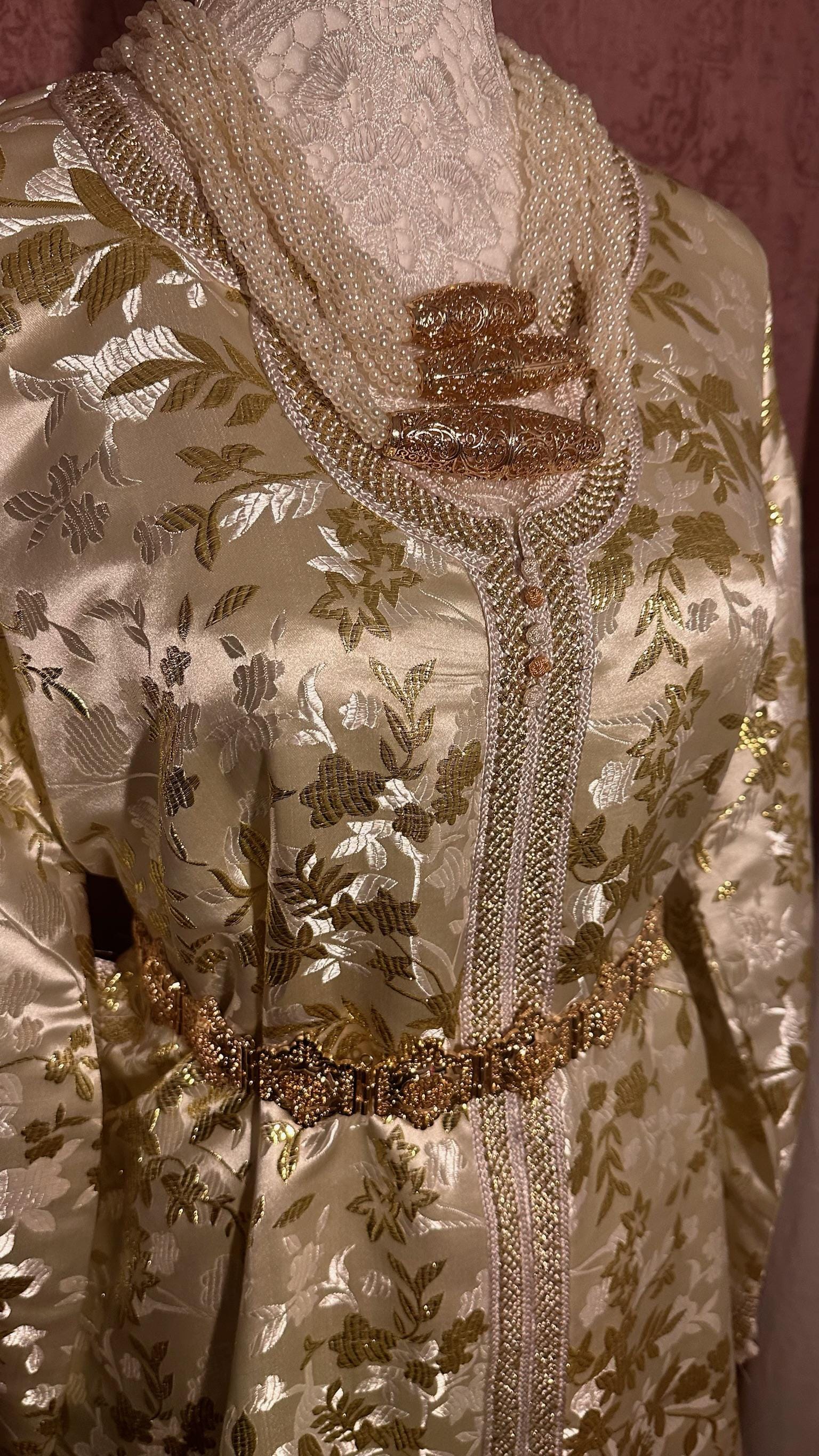 Caftan marocain vintage blanc – CAF-008 - photo 3