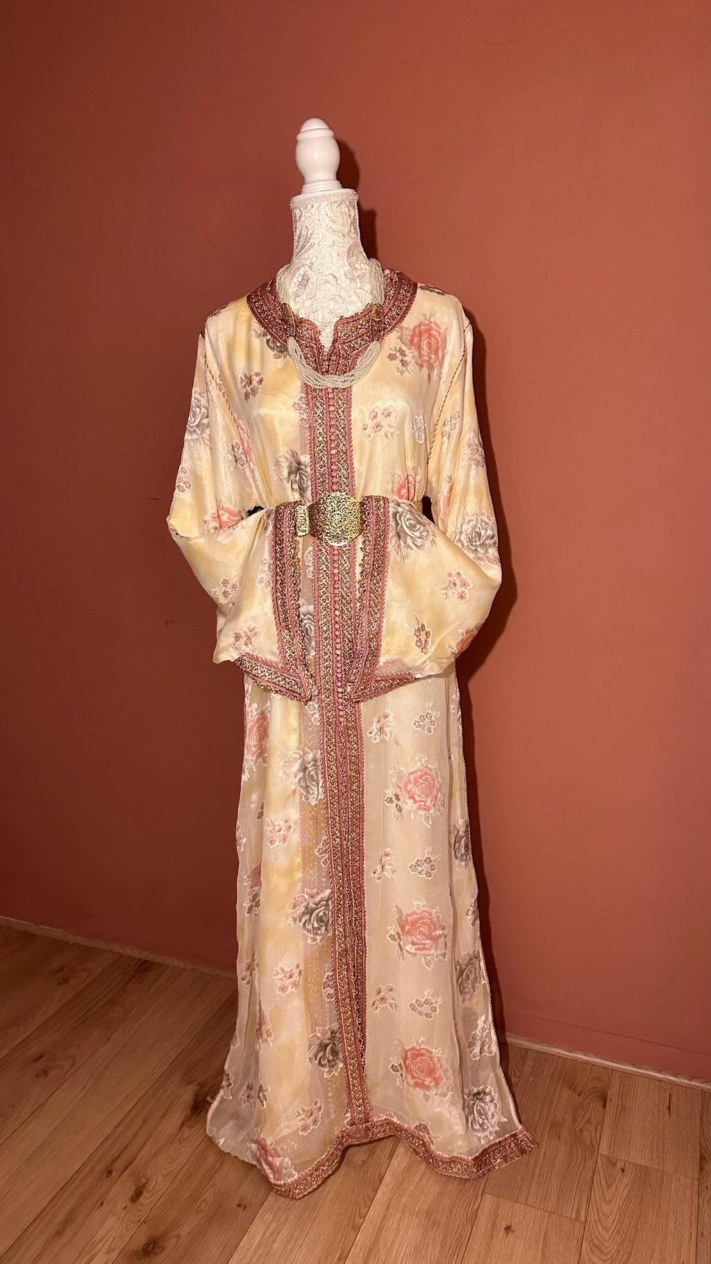 Takchita marocaine vintage beige et rose – TAK-040 - photo 4