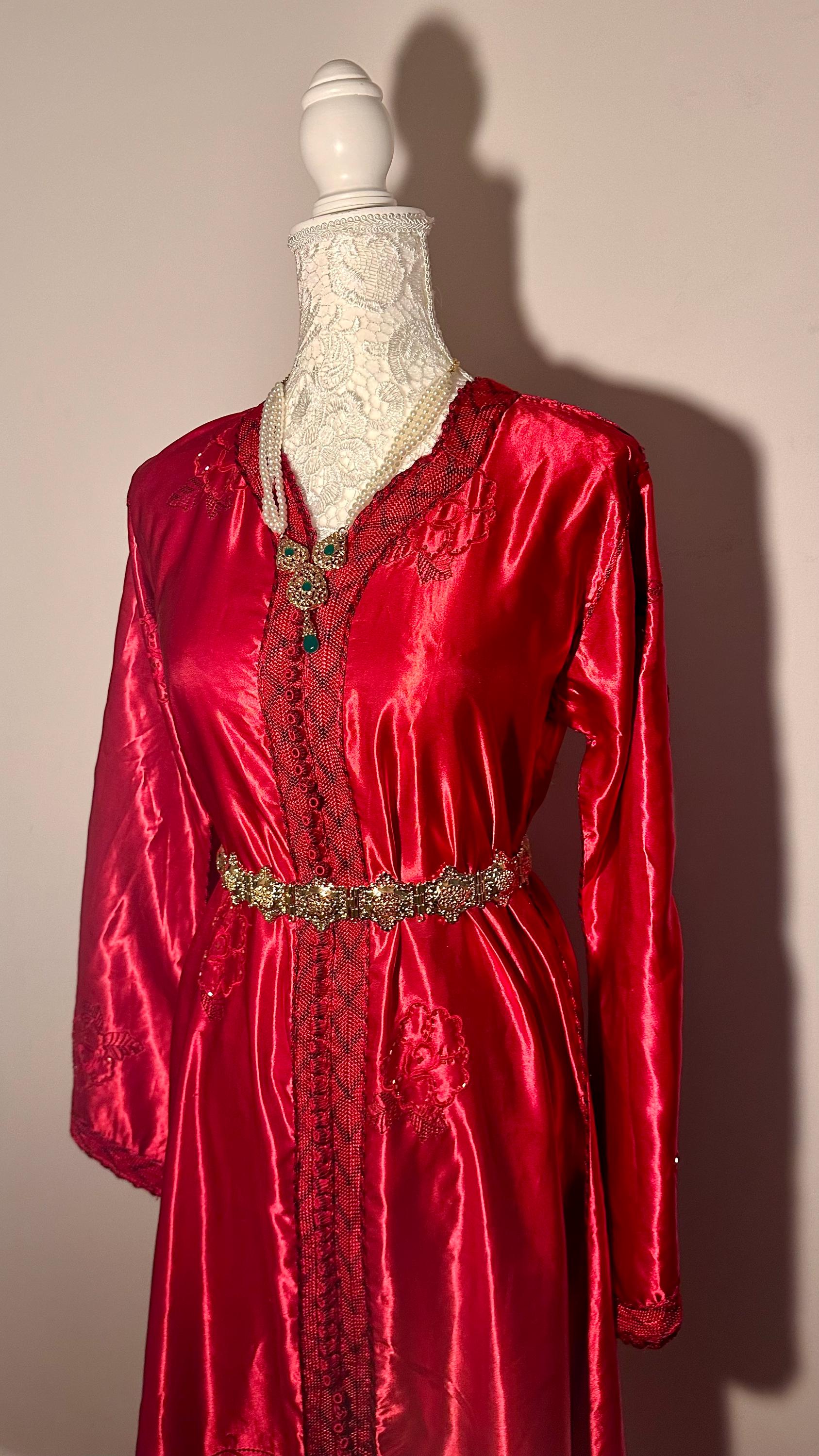 Caftan marocain vintage rouge – CAF-014 - photo 2