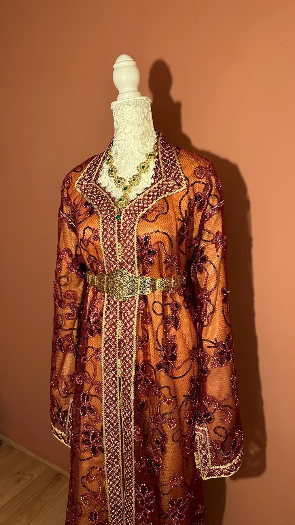 Takchita marocaine vintage rouge et jaune – TAK-035 - photo 2