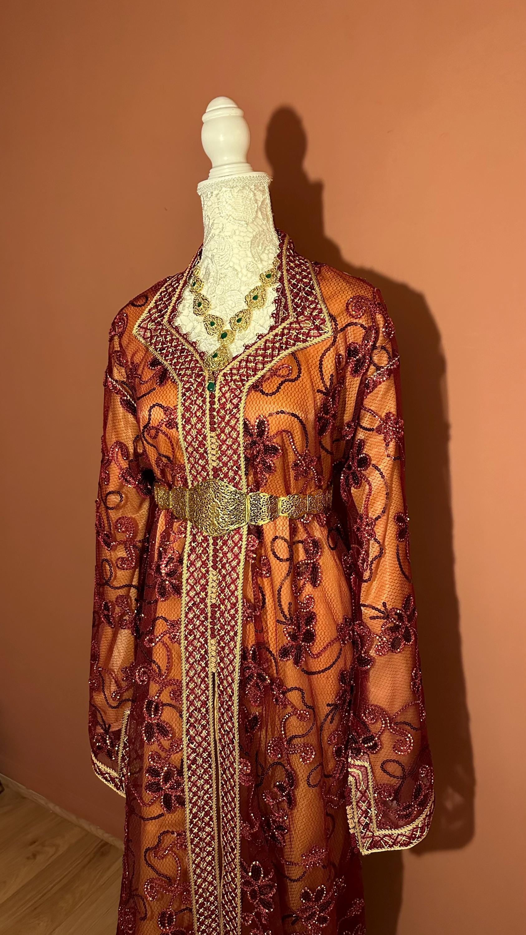 Takchita marocaine vintage rouge et jaune – TAK-035 - photo 2