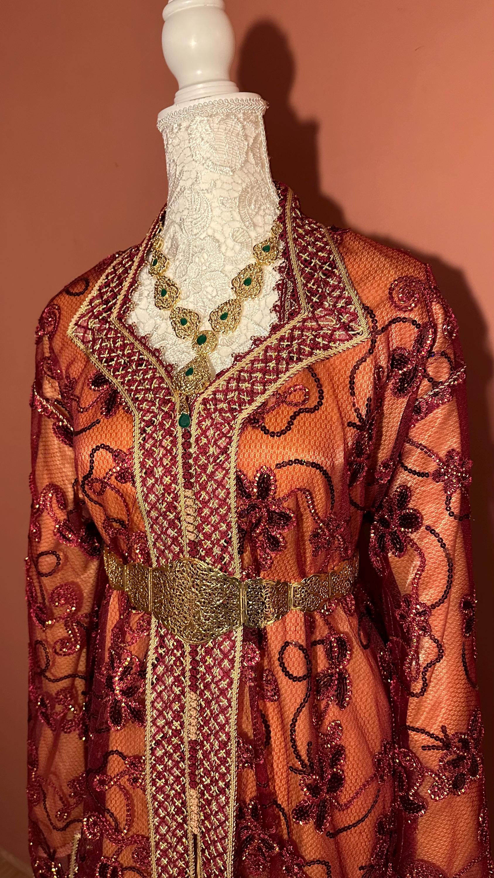 Takchita marocaine vintage rouge et jaune – TAK-035 - photo 3
