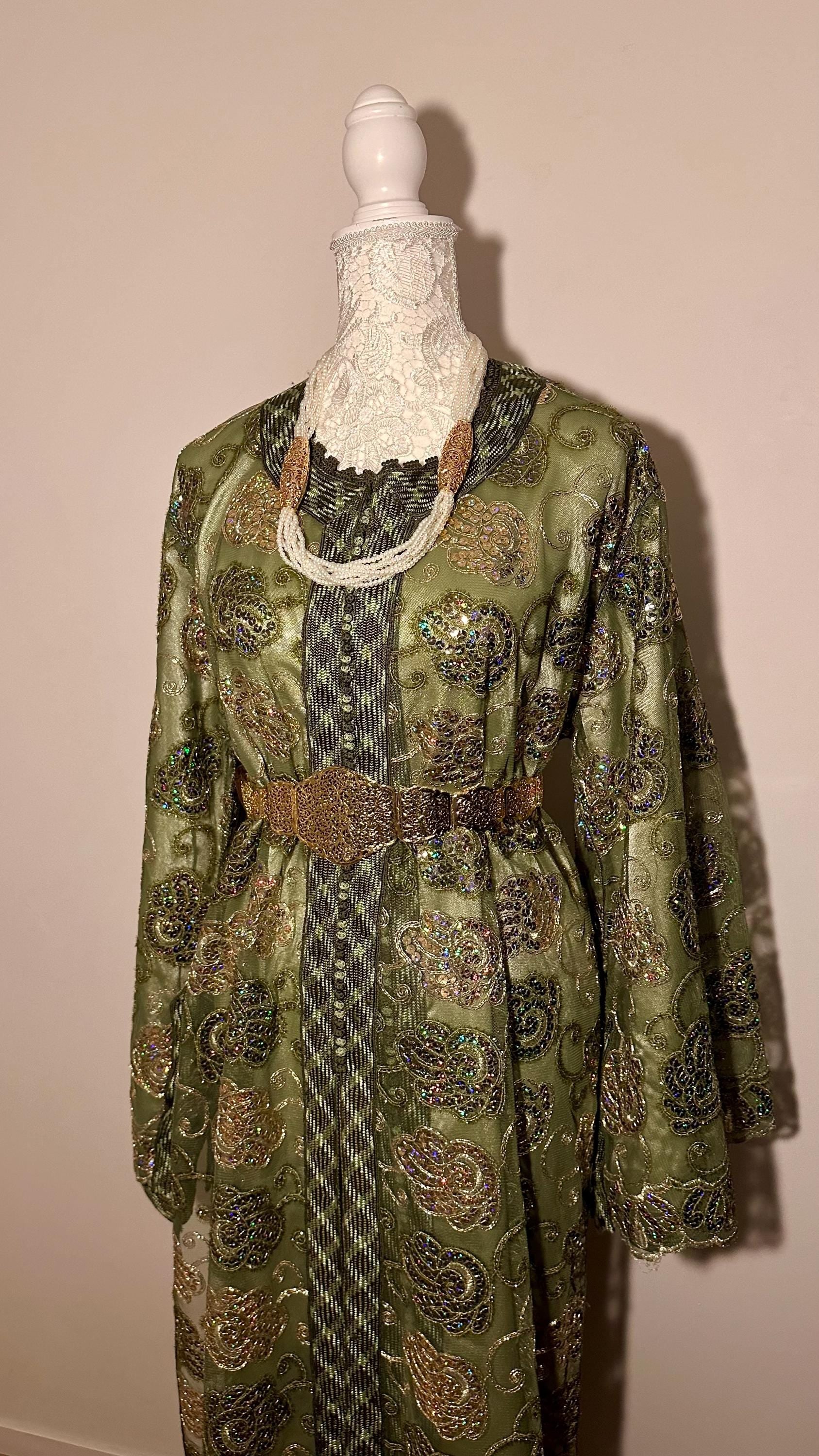 Takchita marocaine vintage vert olive – TAK-023 - photo 4