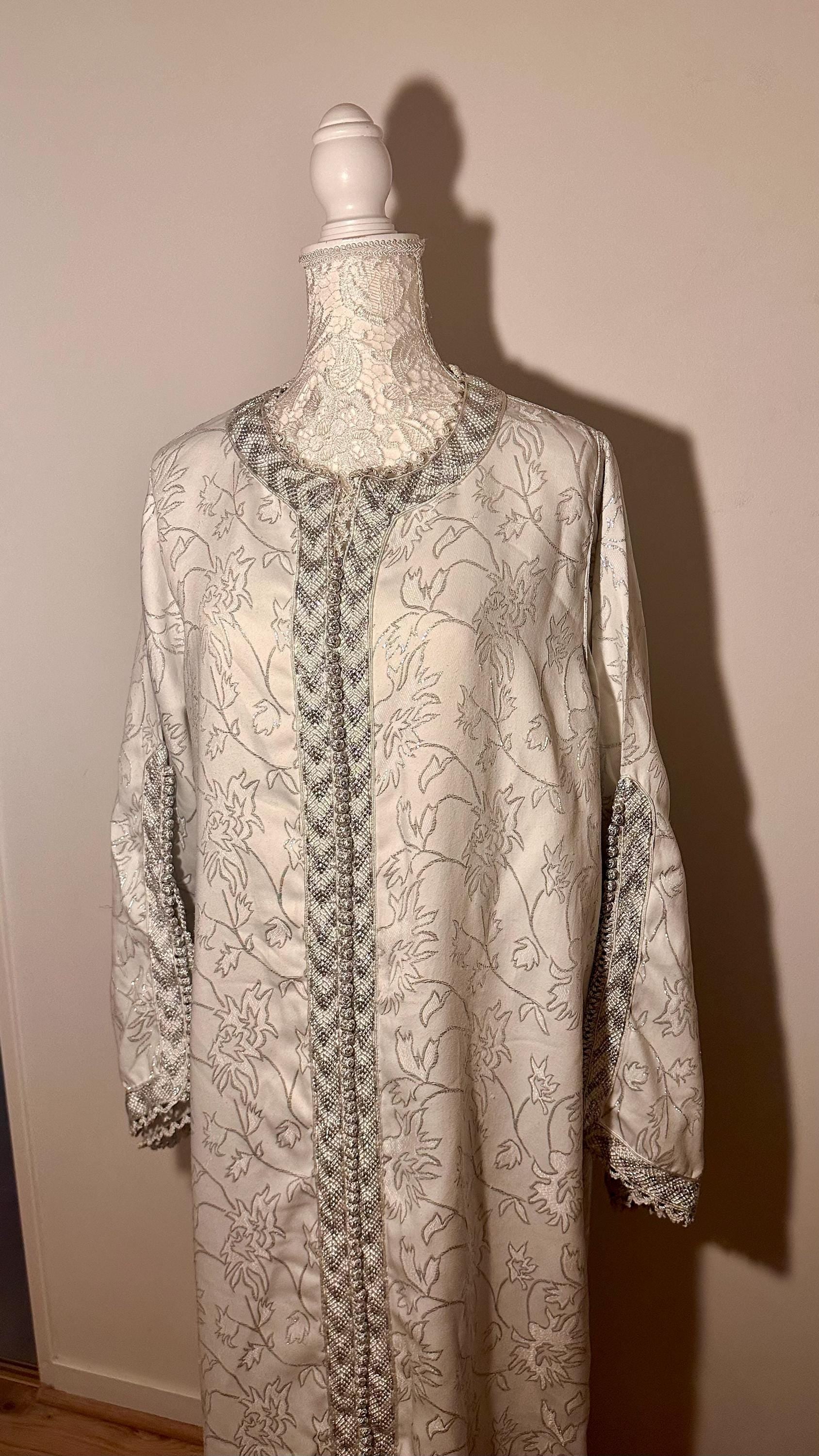 Caftan marocain vintage blanc – CAF-012 - photo 4