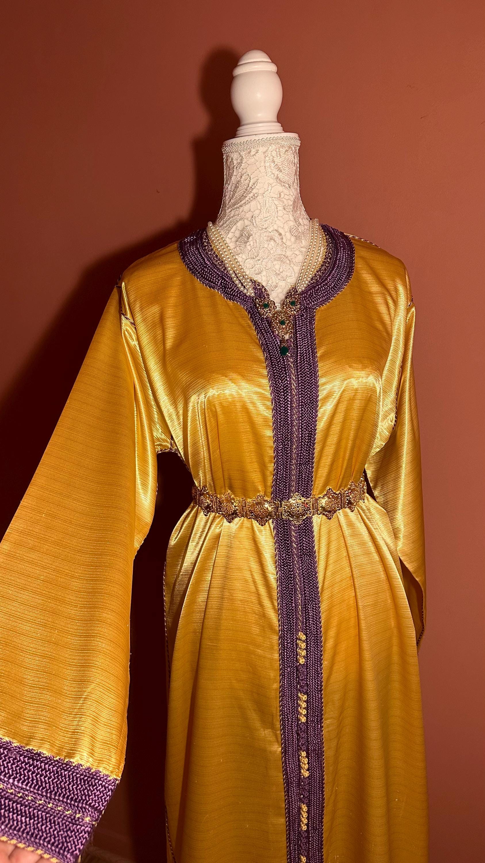 Caftan marocain vintage jaune – CAF-010 - photo 1