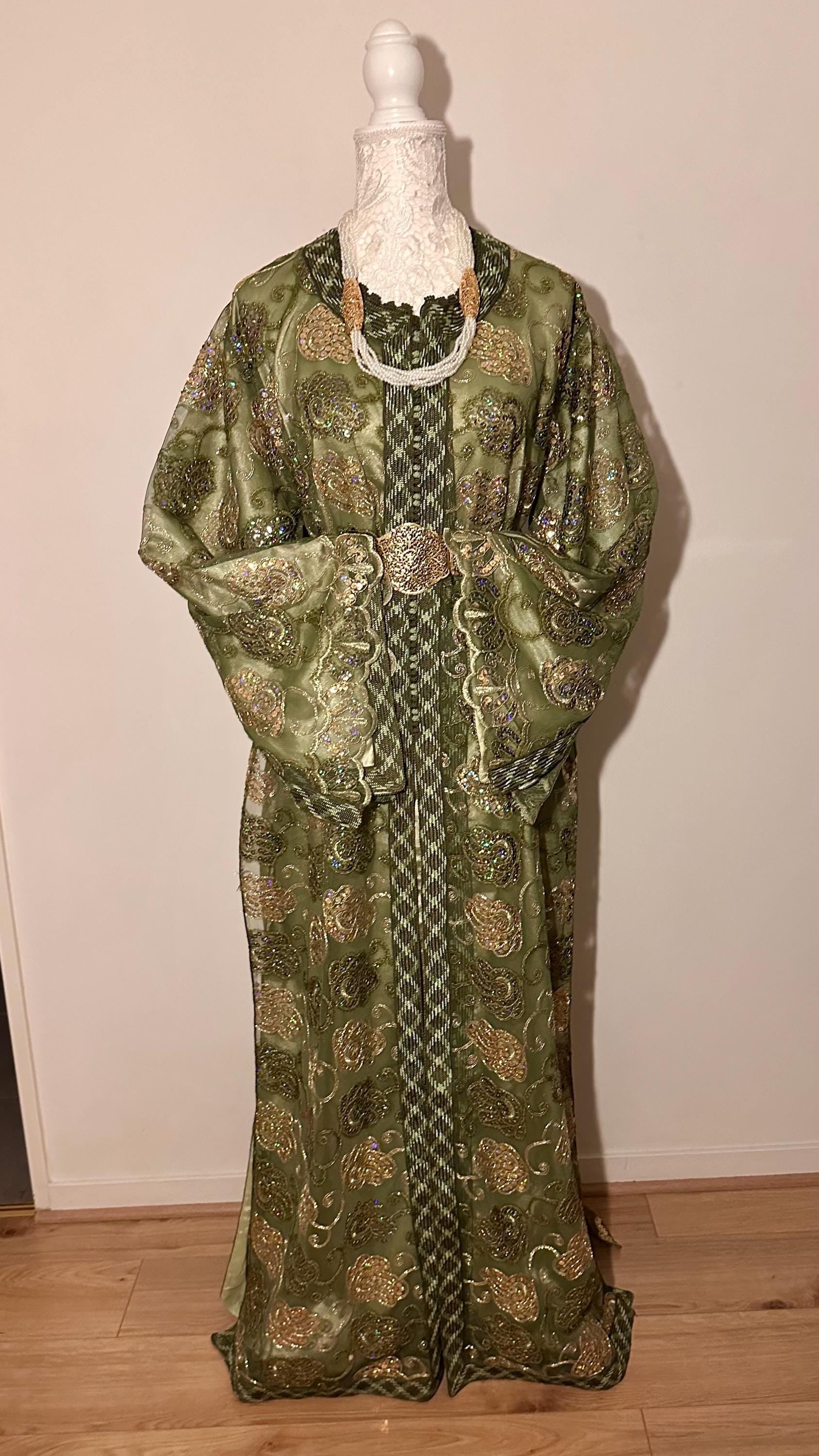 Takchita marocaine vintage vert olive – TAK-023 - photo 5