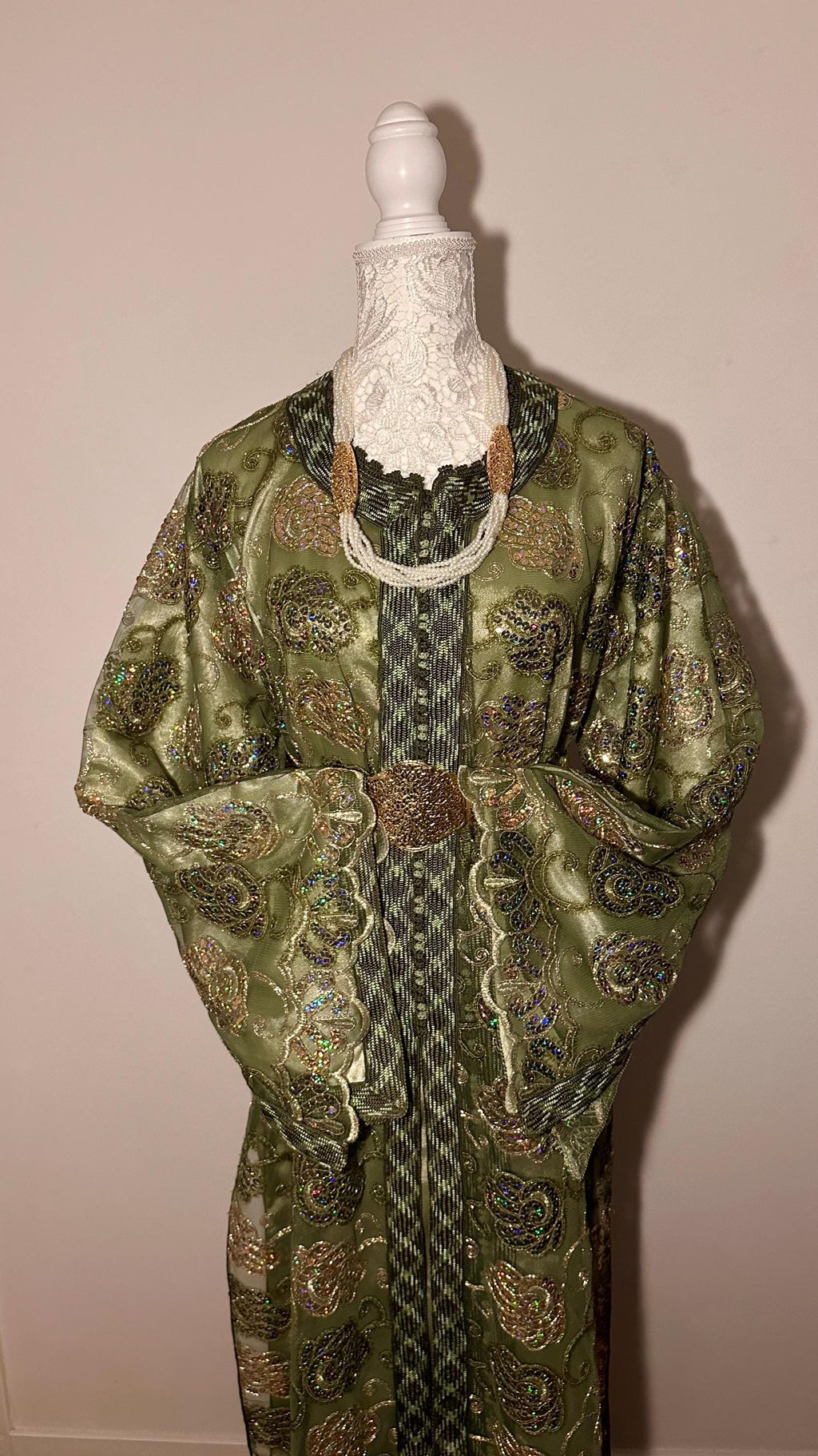 Takchita marocaine vintage vert olive – TAK-023 - photo 2