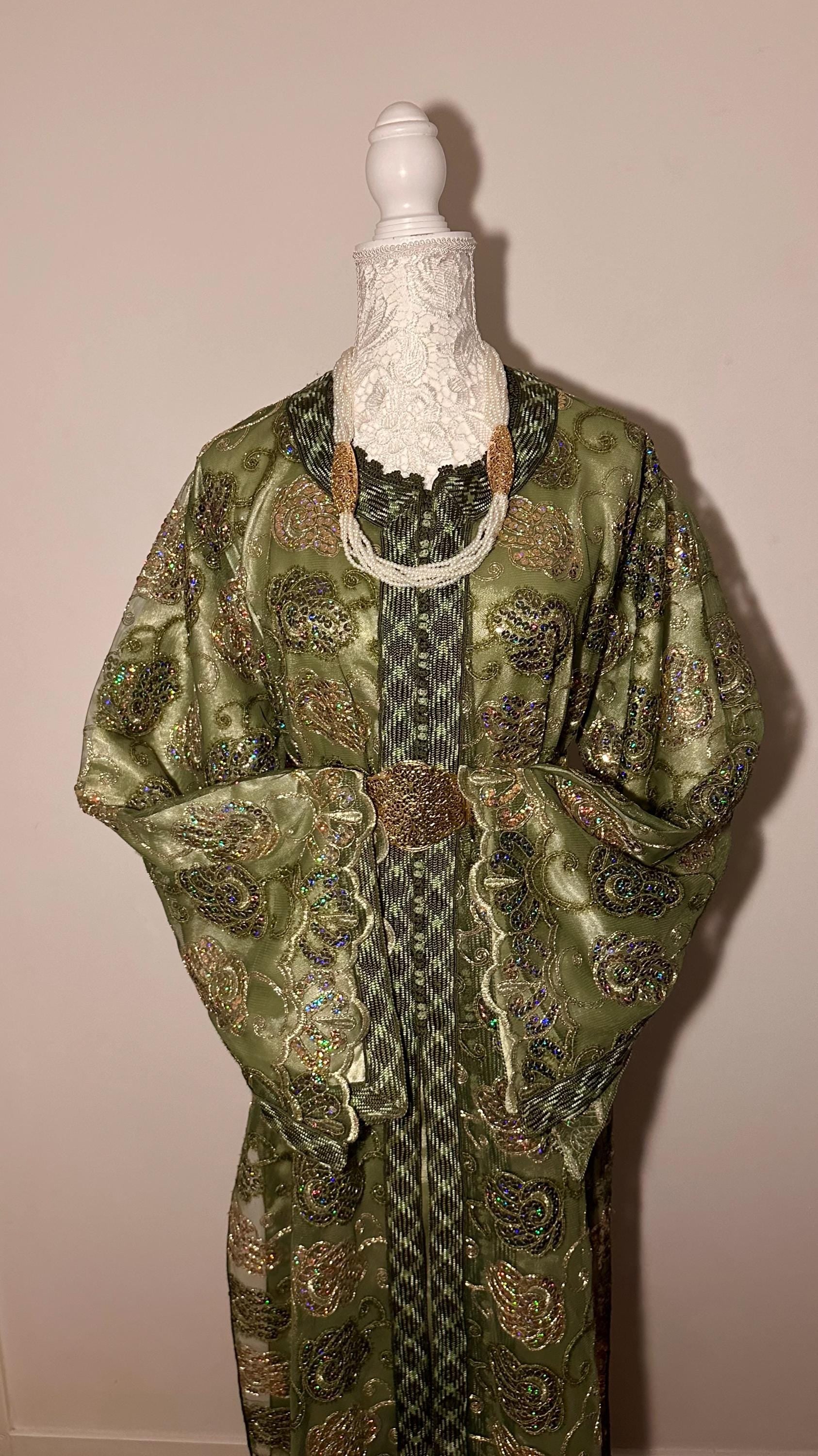 Takchita marocaine vintage vert olive – TAK-023 - photo 2