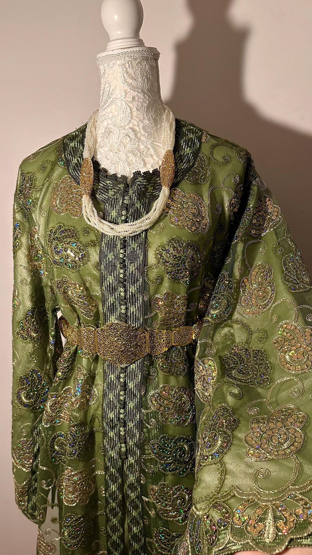 Takchita marocaine vintage vert olive – TAK-023 - photo 3