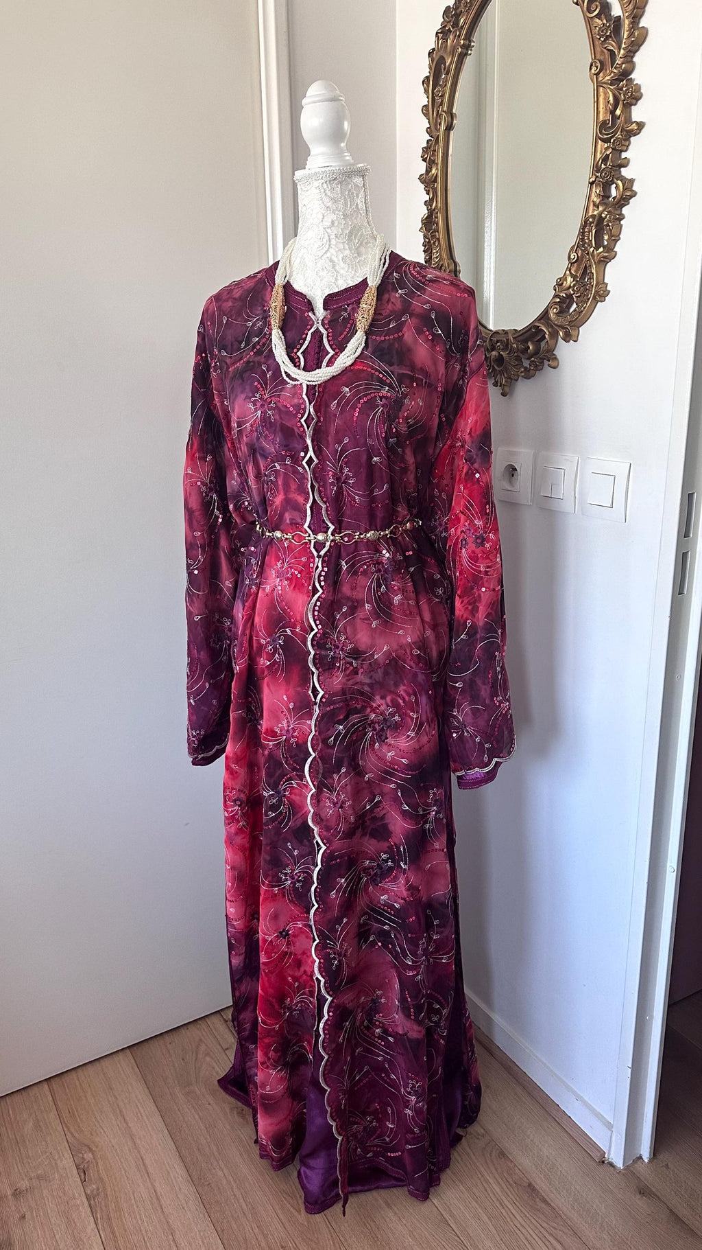Takchita vintage violette avec motifs argentés – TAK-108 - photo 5