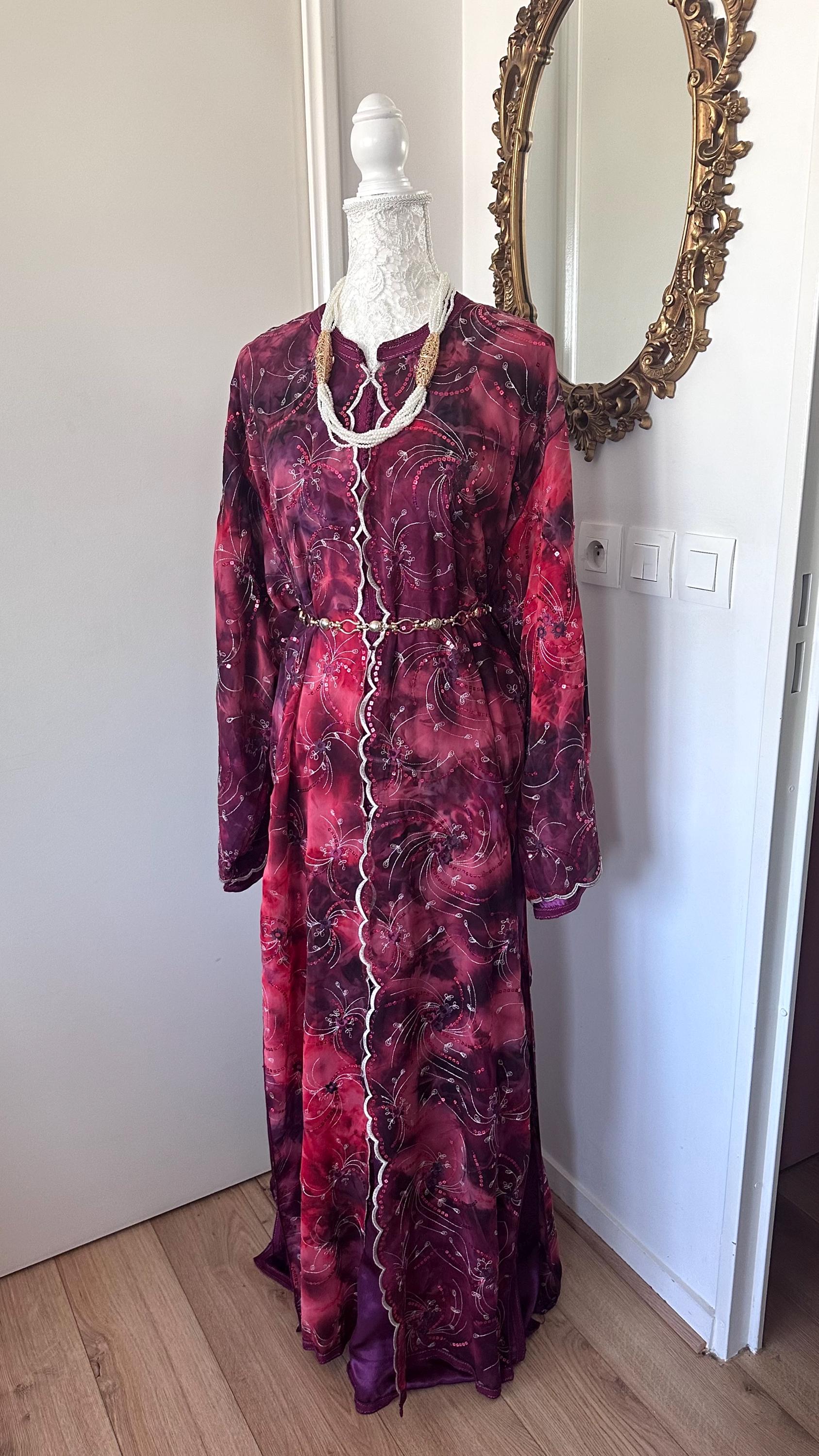 Takchita vintage violette avec motifs argentés – TAK-108 - photo 5