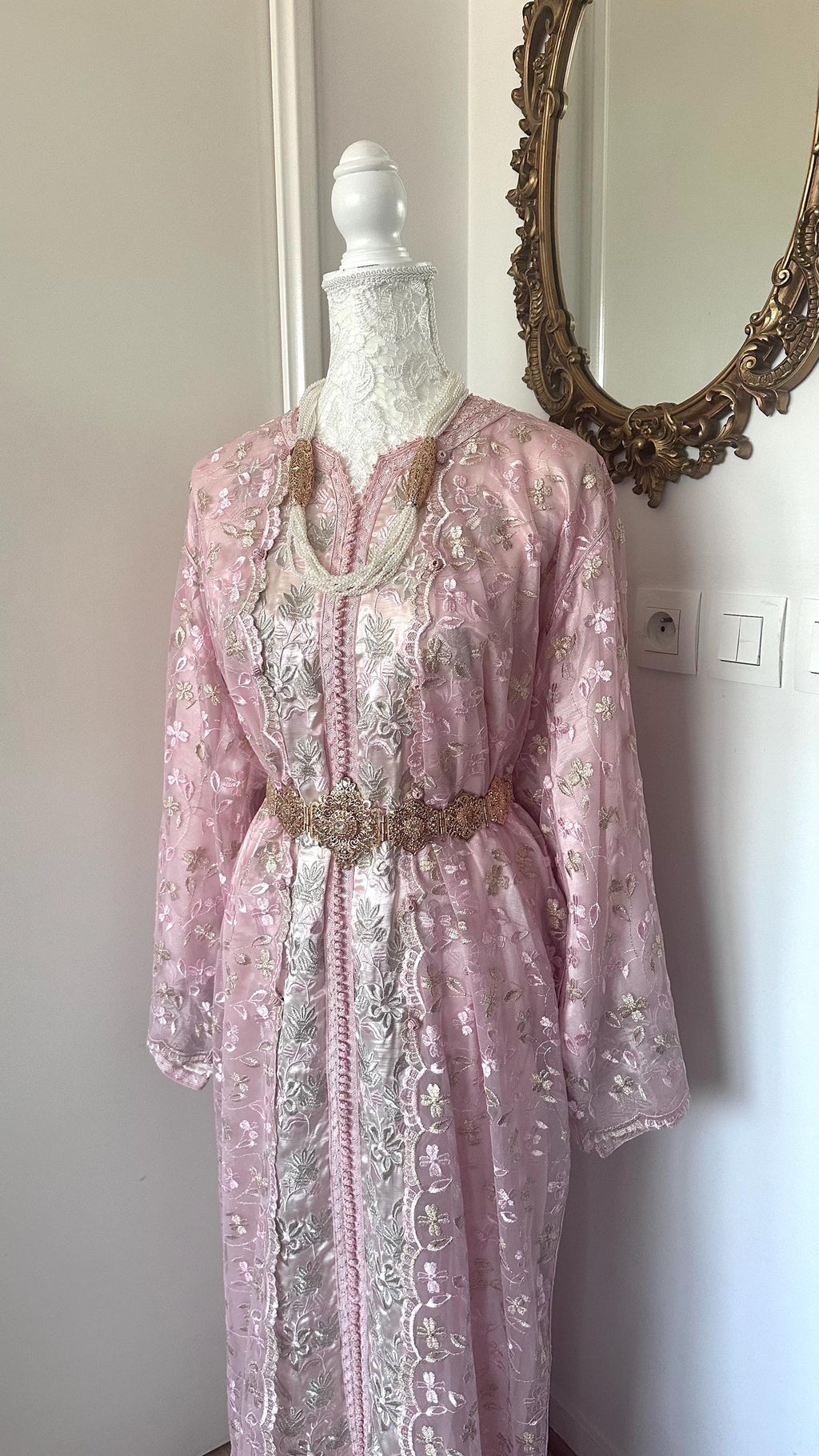 Takchita vintage vieux rose en organza et dentelle – TAK-107 - photo 2