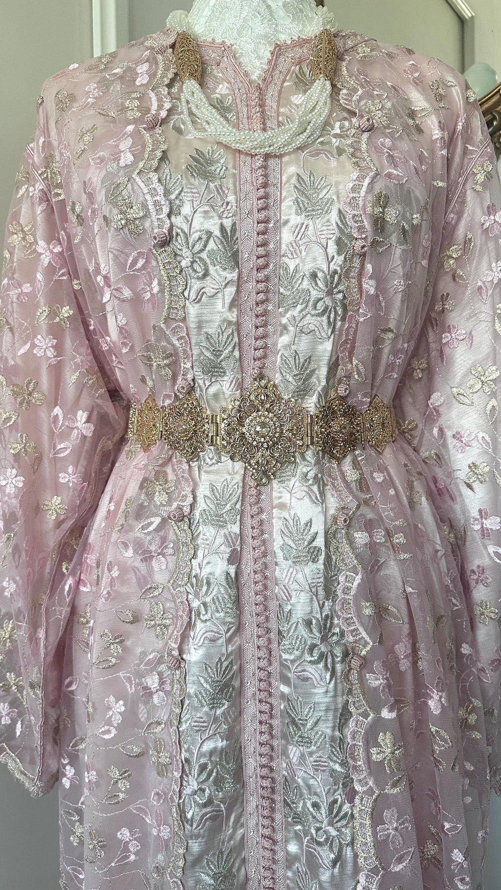 Takchita vintage vieux rose en organza et dentelle – TAK-107 - photo 3
