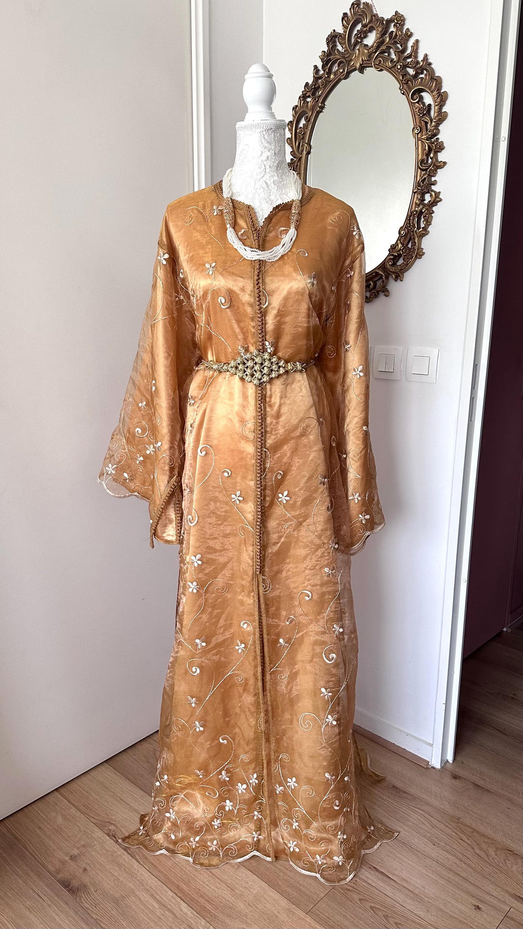 Takchita vintage organza caramel doré – TAK-106 - photo 4