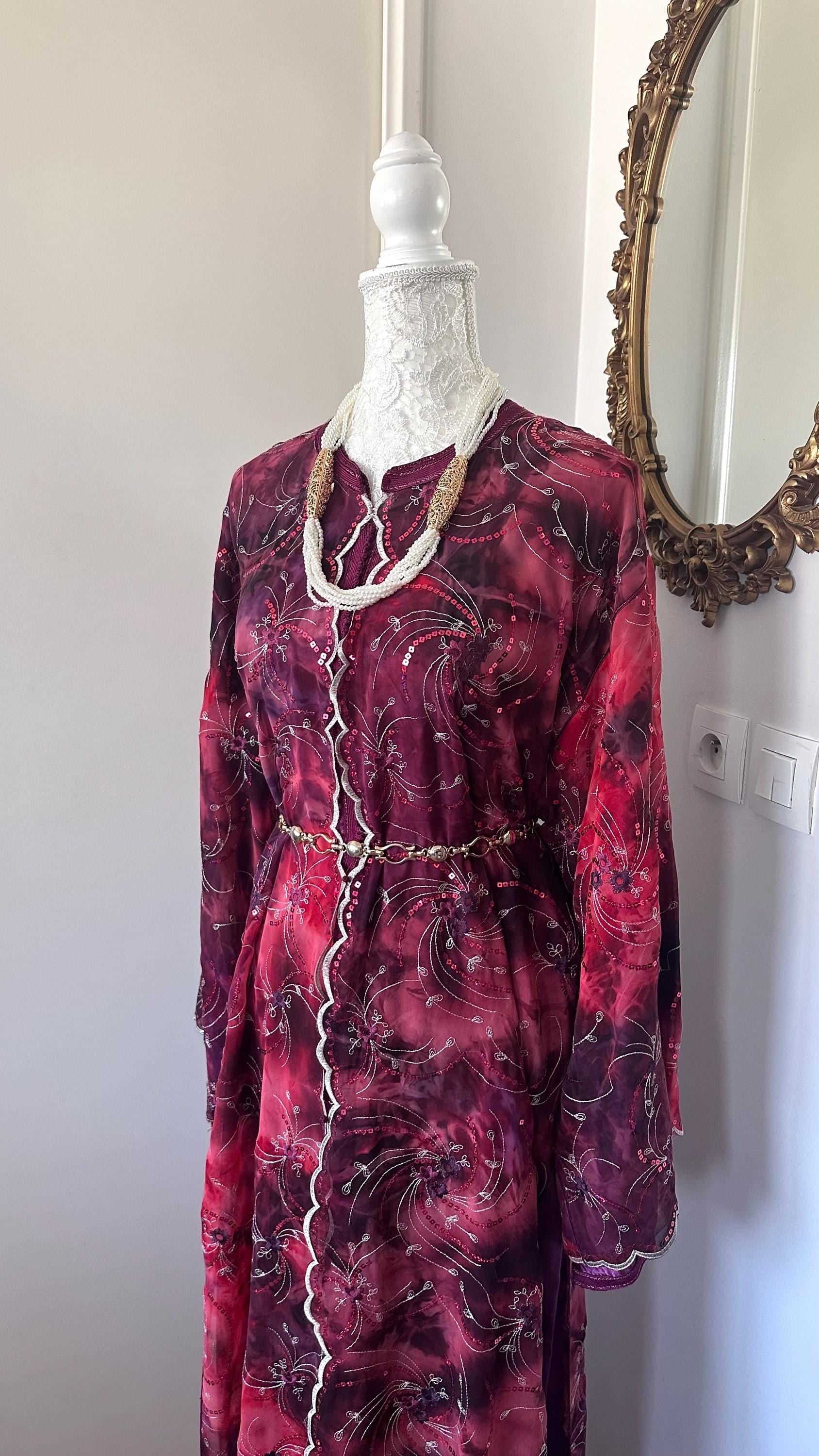 Takchita vintage violette avec motifs argentés – TAK-108 - photo 2
