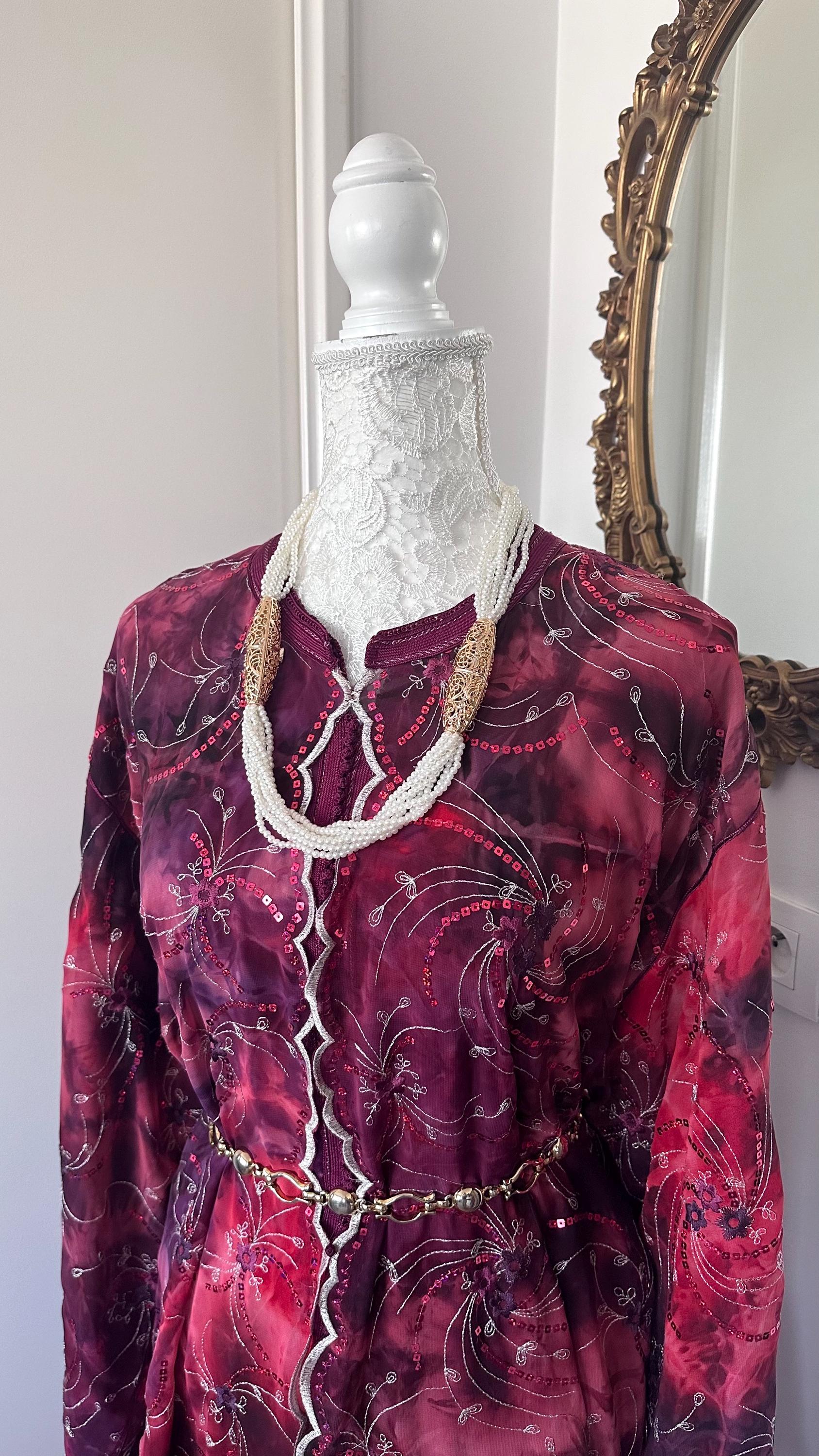 Takchita vintage violette avec motifs argentés – TAK-108 - photo 3