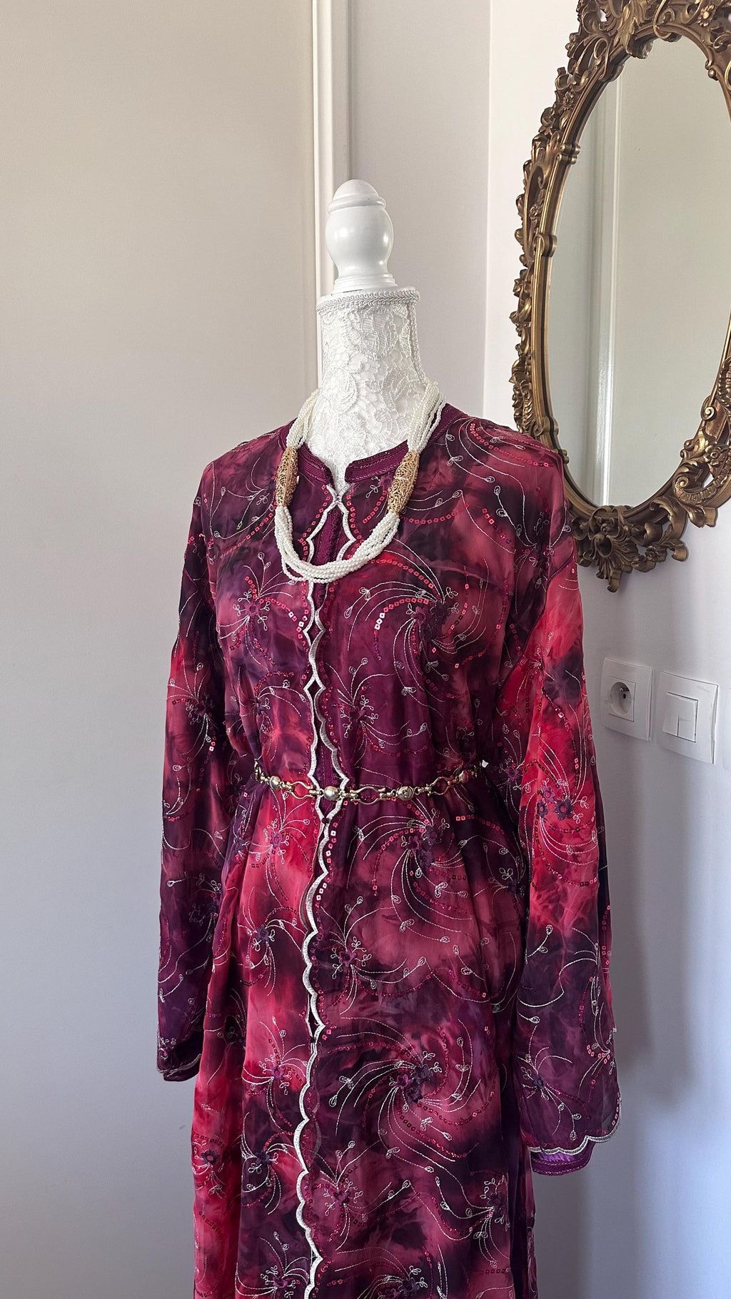 Takchita vintage violette avec motifs argentés – TAK-108 - photo 4