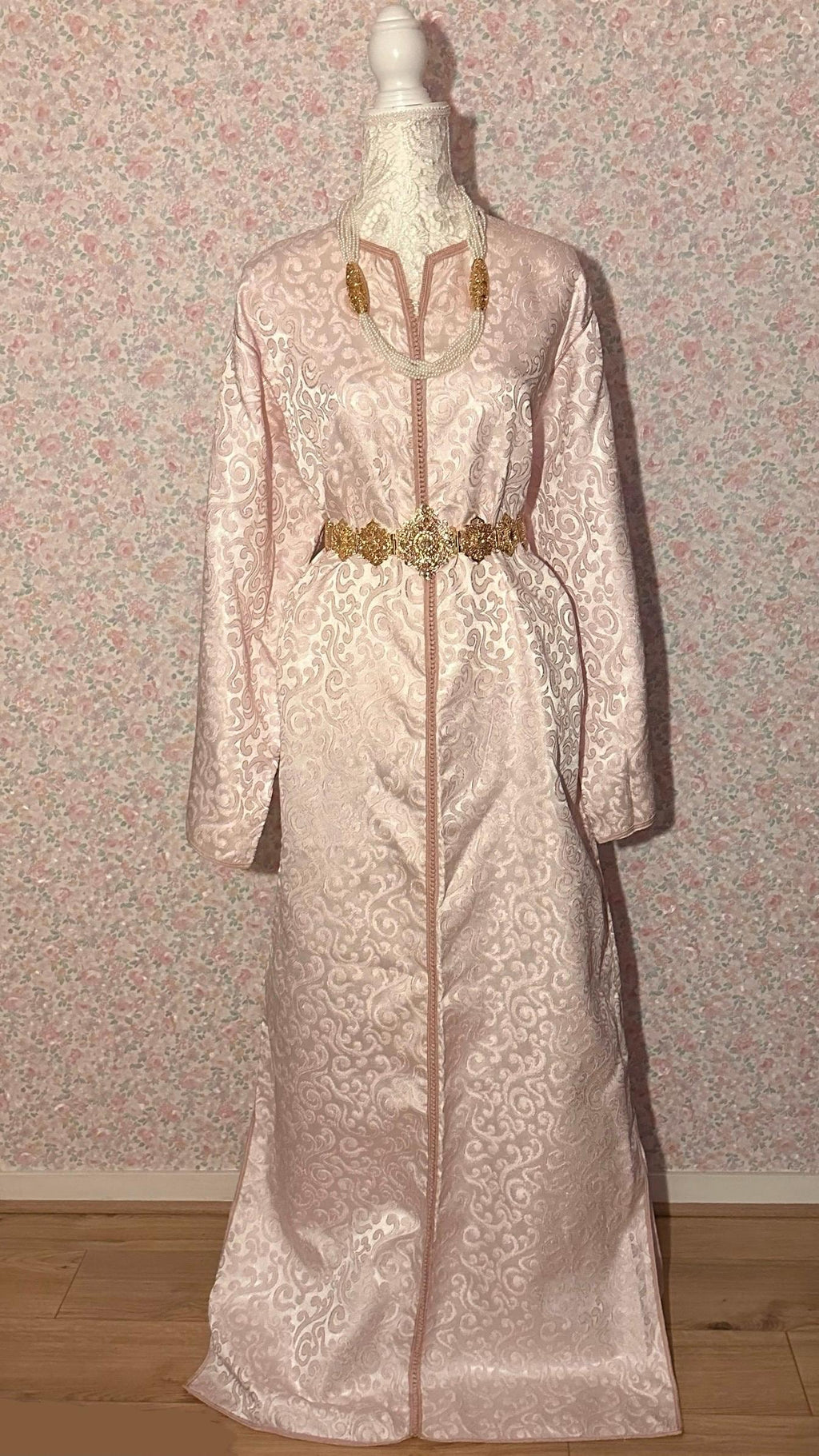 Caftan marocain vintage brocard rose – CAF-100 - photo 4