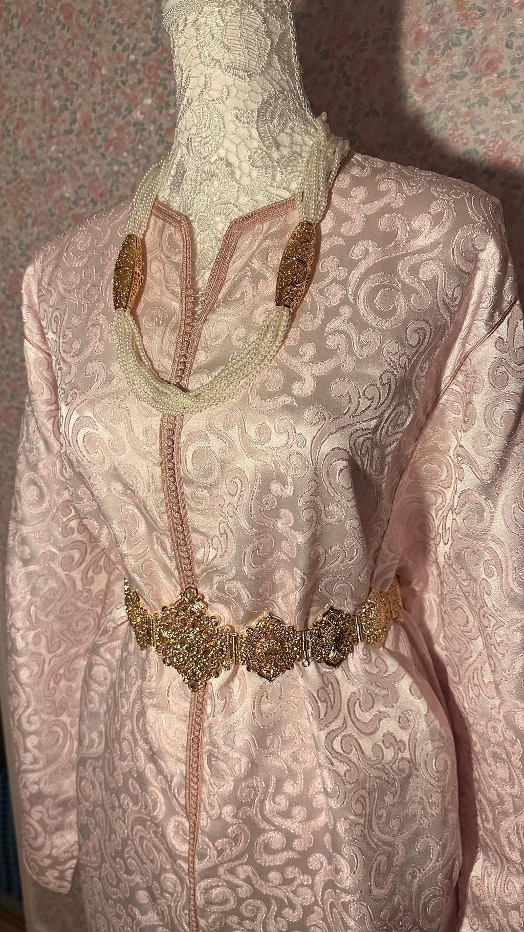 Caftan marocain vintage brocard rose – CAF-100 - photo 2